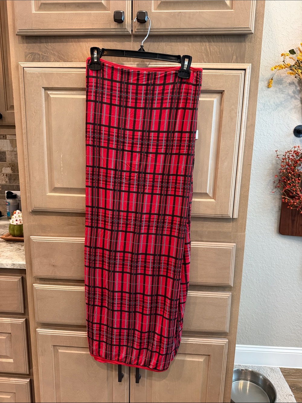 Kickee Pants Red and Black and teal Christmas throw blanket
